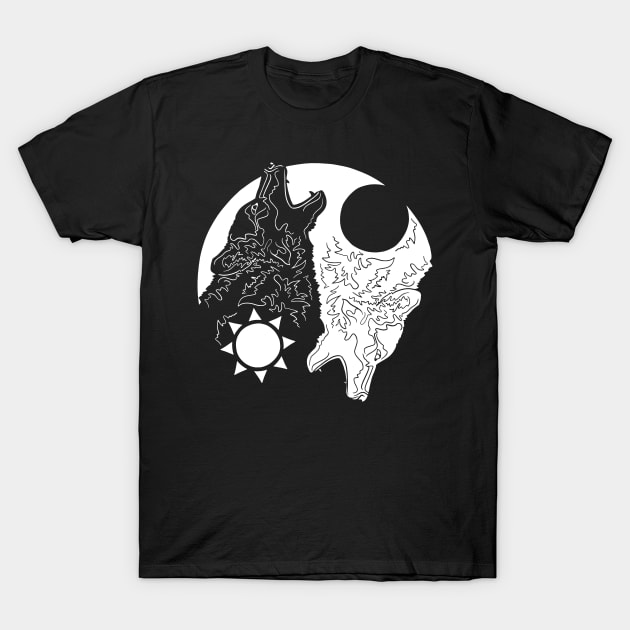 Negative Wolves T-Shirt by polliadesign